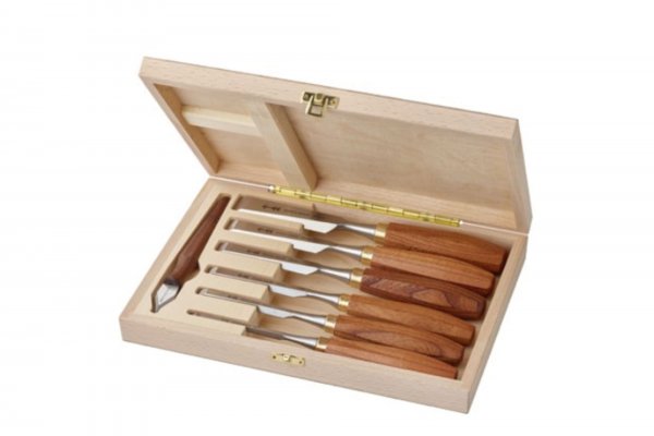 6tlg. Schreiner Stechbeitelsatz u. 1 Markiermesser