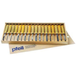 Werkzeugsatz Kerbschnittbeitel 18-teilig, Pfeil