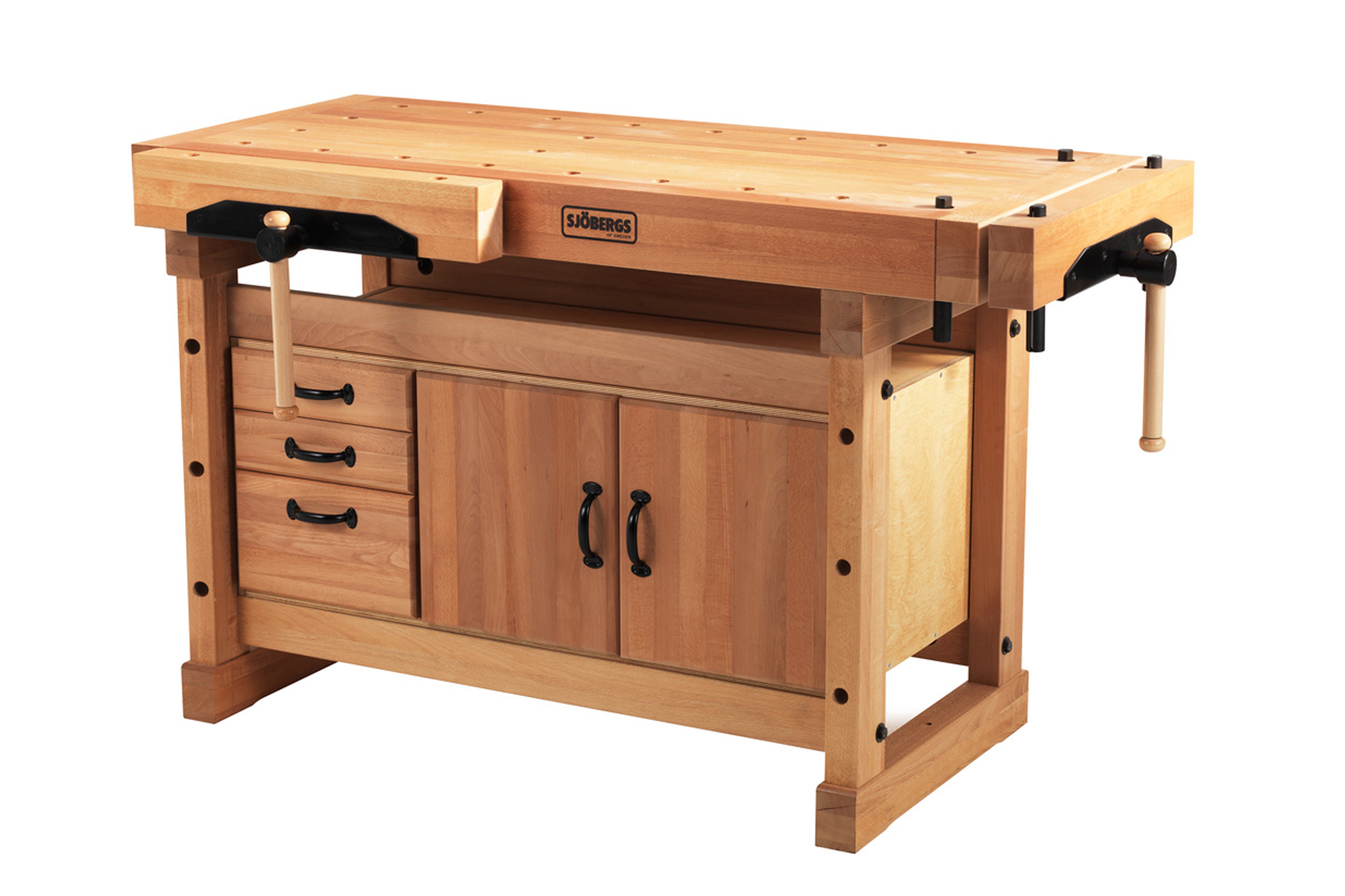 Small professional workbench with base cabinet